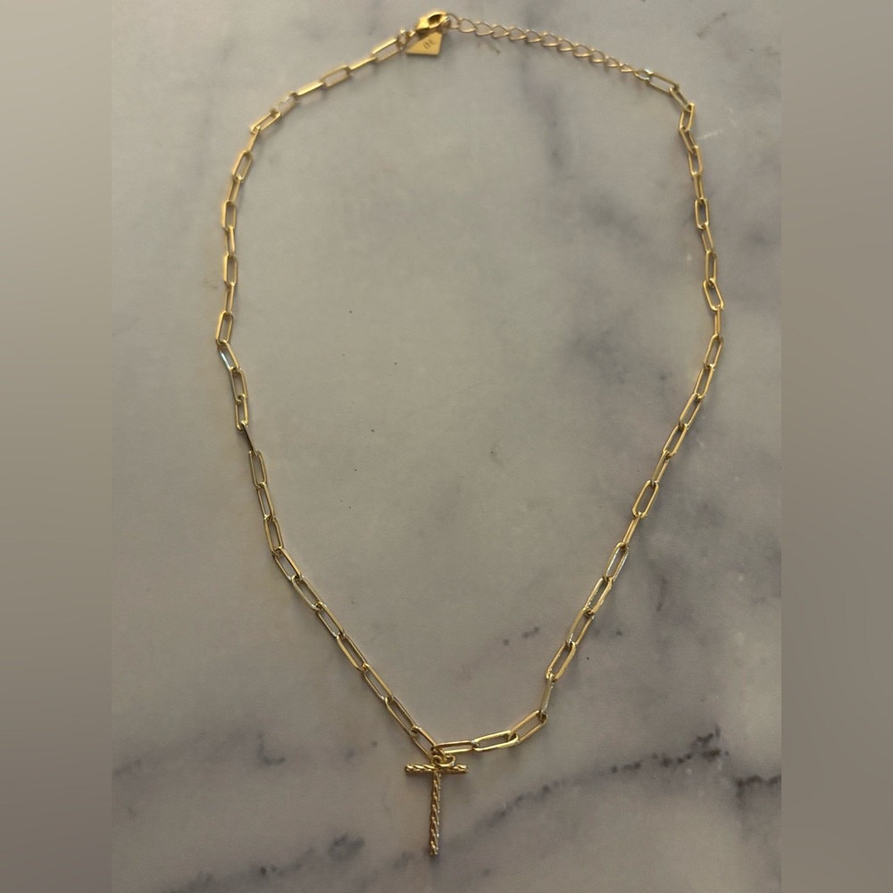Sterling Forever T Initial Gold Chain Necklace